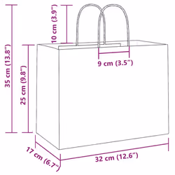 vidaXL Paper Bags 50 pcs with Handles Brown 15x8x21 cm Grocery Paper Gift Bag - brown, 32 x 17 x 25 cm