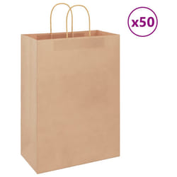 vidaXL Paper Bags 50 pcs with Handles Brown 15x8x21 cm Grocery Paper Gift Bag - brown, 32 x 17 x 44 cm