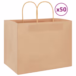 vidaXL Paper Bags 50 pcs with Handles Brown 15x8x21 cm Grocery Paper Gift Bag - brown, 32 x 22 x 24 cm