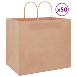 vidaXL Paper Bags 50 pcs with Handles Brown 15x8x21 cm Grocery Paper Gift Bag - brown, 32 x 22 x 28 cm
