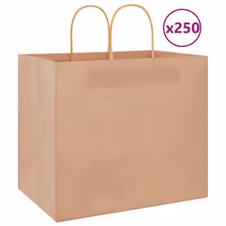 vidaXL Paper Bags 250 pcs with Handles Brown 21x11x36 cm Paper Grocery Bag - brown, 32 x 22 x 28 cm