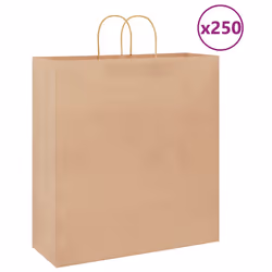 vidaXL Paper Bags 250 pcs with Handles Brown 21x11x36 cm Paper Grocery Bag - brown, 45 x 17 x 48 cm