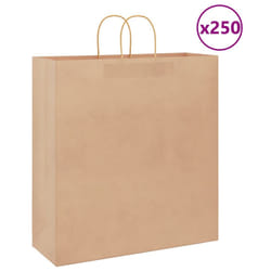 vidaXL Paper Bags 250 pcs with Handles Brown 21x11x36 cm Paper Grocery Bag - brown, 45 x 17 x 48 cm