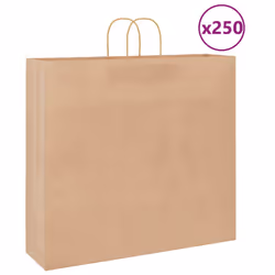 vidaXL Paper Bags 250 pcs with Handles Brown 21x11x36 cm Paper Grocery Bag - brown, 54 x 15 x 49 cm