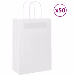 vidaXL Paper Bags 50 pcs with Handles Yellow 26x17x25 cm Paper Grocery Bag - white, 22 x 11 x 31 cm/ 50 pcs