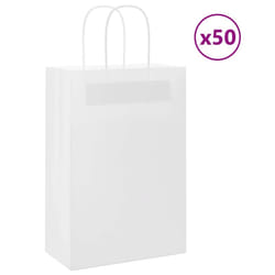 vidaXL Paper Bags 50 pcs with Handles Yellow 26x17x25 cm Paper Grocery Bag - white, 22 x 11 x 31 cm/ 50 pcs