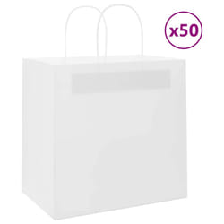 vidaXL Paper Bags 50 pcs with Handles Yellow 26x17x25 cm Paper Grocery Bag - white, 26 x 17 x 25 cm/ 50 pcs
