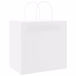 vidaXL Paper Bags 250 pcs with Handles Brown 21x11x36 cm Paper Grocery Bag - white, 26 x 17 x 25 cm - Additional view 6