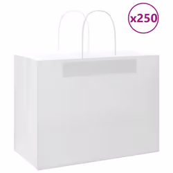 vidaXL Paper Bags 250 pcs with Handles Brown 21x11x36 cm Paper Grocery Bag - white, 32 x 17 x 25 cm