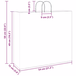 vidaXL Paper Bags 250 pcs with Handles Brown 21x11x36 cm Paper Grocery Bag - white, 54 x 15 x 49 cm - Additional view 6