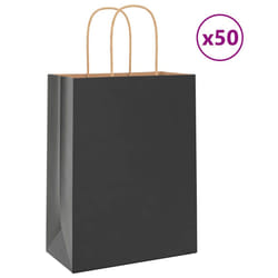 vidaXL Paper Bags 50 pcs with Handles Yellow 26x17x25 cm Paper Grocery Bag - black, 22 x 11 x 28 cm/ 50 pcs