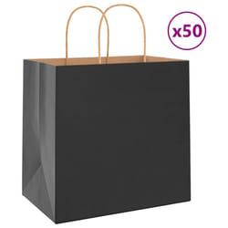 vidaXL Paper Bags 50 pcs with Handles Yellow 26x17x25 cm Paper Grocery Bag - black, 26 x 17 x 25 cm/ 50 pcs