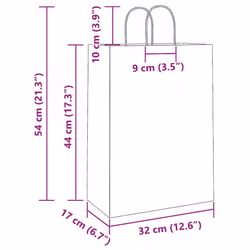 vidaXL Paper Bags 50 pcs with Handles Brown 15x8x21 cm Grocery Paper Gift Bag - black, 32 x 17 x 44 cm