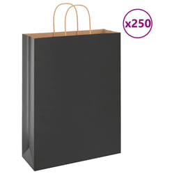vidaXL Paper Bags 250 pcs with Handles Brown 21x11x36 cm Paper Grocery Bag - black, 32 x 12 x 42 cm