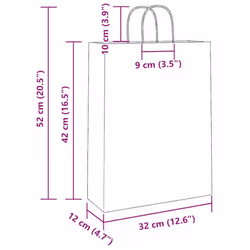 vidaXL Paper Bags 250 pcs with Handles Brown 21x11x36 cm Paper Grocery Bag - black, 32 x 12 x 42 cm