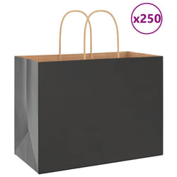 vidaXL Paper Bags 250 pcs with Handles Brown 21x11x36 cm Paper Grocery Bag - black, 32 x 17 x 25 cm