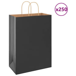 vidaXL Paper Bags 250 pcs with Handles Brown 21x11x36 cm Paper Grocery Bag - black, 32 x 17 x 44 cm