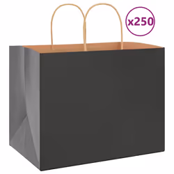 vidaXL Paper Bags 250 pcs with Handles Brown 21x11x36 cm Paper Grocery Bag - black, 32 x 22 x 24 cm
