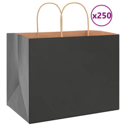 vidaXL Paper Bags 250 pcs with Handles Brown 21x11x36 cm Paper Grocery Bag - black, 32 x 22 x 24 cm