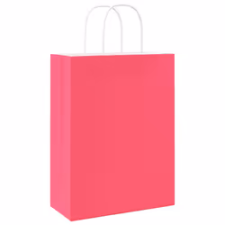 vidaXL Paper Bags 50 pcs with Handles Brown 15x8x21 cm Grocery Paper Gift Bag - pink, 26 x 12 x 35 cm - Additional view 6