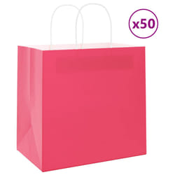 vidaXL Paper Bags 50 pcs with Handles Yellow 26x17x25 cm Paper Grocery Bag - pink, 26 x 17 x 25 cm/ 50 pcs