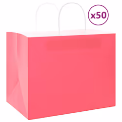 vidaXL Paper Bags 50 pcs with Handles Brown 15x8x21 cm Grocery Paper Gift Bag - pink, 32 x 22 x 24 cm