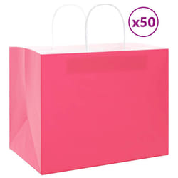 vidaXL Paper Bags 50 pcs with Handles Brown 15x8x21 cm Grocery Paper Gift Bag - pink, 32 x 22 x 24 cm