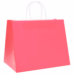 vidaXL Paper Bags 50 pcs with Handles Brown 15x8x21 cm Grocery Paper Gift Bag - pink, 32 x 22 x 24 cm