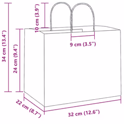 vidaXL Paper Bags 50 pcs with Handles Brown 15x8x21 cm Grocery Paper Gift Bag - pink, 32 x 22 x 24 cm