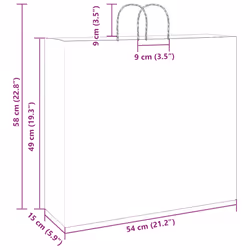 vidaXL Paper Bags 50 pcs with Handles Brown 15x8x21 cm Grocery Paper Gift Bag - pink, 54 x 15 x 49 cm - Additional view 3