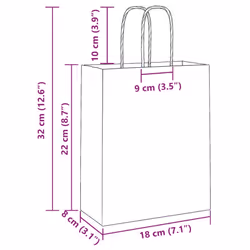 vidaXL Paper Bags 50 pcs with Handles Yellow 26x17x25 cm Paper Grocery Bag - pink, 18 x 8 x 22 cm/ 250 pcs