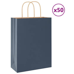 vidaXL Paper Bags 50 pcs with Handles Yellow 26x17x25 cm Paper Grocery Bag - blue, 26 x 12 x 35 cm/ 50 pcs