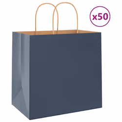vidaXL Paper Bags 50 pcs with Handles Yellow 26x17x25 cm Paper Grocery Bag - blue, 26 x 17 x 25 cm/ 50 pcs
