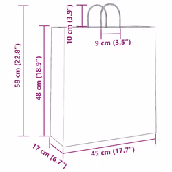 vidaXL Paper Bags 250 pcs with Handles Brown 21x11x36 cm Paper Grocery Bag - blue, 45 x 17 x 48 cm - Additional view 7