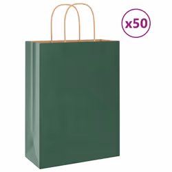 vidaXL Paper Bags 50 pcs with Handles Yellow 26x17x25 cm Paper Grocery Bag - green, 26 x 12 x 35 cm/ 50 pcs