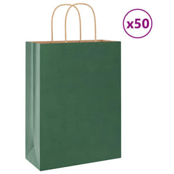 vidaXL Paper Bags 50 pcs with Handles Yellow 26x17x25 cm Paper Grocery Bag - green, 26 x 12 x 35 cm/ 50 pcs