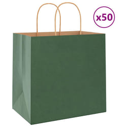 vidaXL Paper Bags 50 pcs with Handles Yellow 26x17x25 cm Paper Grocery Bag - green, 26 x 17 x 25 cm/ 50 pcs