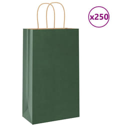 vidaXL Paper Bags 250 pcs with Handles Brown 21x11x36 cm Paper Grocery Bag - green, 21 x 11 x 36 cm