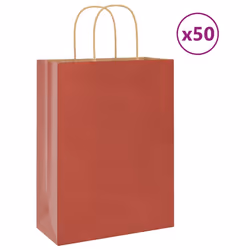 vidaXL Paper Bags 50 pcs with Handles Yellow 26x17x25 cm Paper Grocery Bag - red, 26 x 12 x 35 cm/ 50 pcs