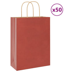 vidaXL Paper Bags 50 pcs with Handles Yellow 26x17x25 cm Paper Grocery Bag - red, 26 x 12 x 35 cm/ 50 pcs