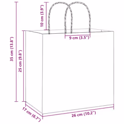 vidaXL Paper Bags 50 pcs with Handles Yellow 26x17x25 cm Paper Grocery Bag - red, 26 x 17 x 25 cm/ 50 pcs