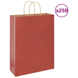 vidaXL Paper Bags 250 pcs with Handles Brown 21x11x36 cm Paper Grocery Bag - red, 32 x 12 x 42 cm