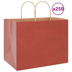 vidaXL Paper Bags 250 pcs with Handles Brown 21x11x36 cm Paper Grocery Bag - red, 32 x 22 x 24 cm