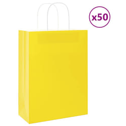 vidaXL Paper Bags 50 pcs with Handles Yellow 26x17x25 cm Paper Grocery Bag - yellow, 26 x 12 x 35 cm/ 50 pcs