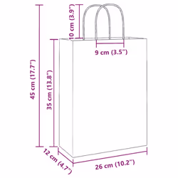 vidaXL Paper Bags 50 pcs with Handles Yellow 26x17x25 cm Paper Grocery Bag - yellow, 26 x 12 x 35 cm/ 50 pcs