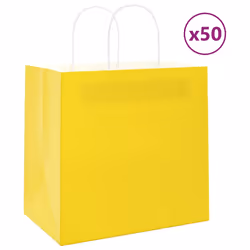 vidaXL Paper Bags 50 pcs with Handles Yellow 26x17x25 cm Paper Grocery Bag - yellow, 26 x 17 x 25 cm/ 50 pcs