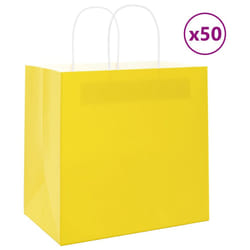 vidaXL Paper Bags 50 pcs with Handles Yellow 26x17x25 cm Paper Grocery Bag - yellow, 26 x 17 x 25 cm/ 50 pcs