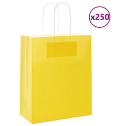 vidaXL Paper Bags 250 pcs with Handles Brown 21x11x36 cm Paper Grocery Bag - yellow, 18 x 8 x 22 cm