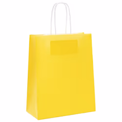 vidaXL Paper Bags 250 pcs with Handles Brown 21x11x36 cm Paper Grocery Bag - yellow, 18 x 8 x 22 cm
