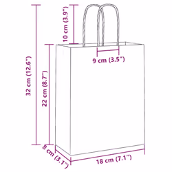 vidaXL Paper Bags 250 pcs with Handles Brown 21x11x36 cm Paper Grocery Bag - yellow, 18 x 8 x 22 cm
